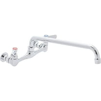 Kitchen Sink Faucet Wall Mount - DuraSteel 8" Center Commercial Kitchen Sink Faucet with 12" Swivel Spout - Dual Lever Handles - Brass Constructed & Chrome Polished