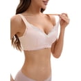 thumbnail image 4 of INSPIRE CHIC Women's Bras Front Closure for Lace Full Coverage V Neck Wirefree Adjustable Straps Soft 3XL Beige, 4 of 4