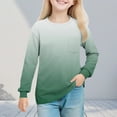 thumbnail image 2 of CYRBOKO Sweatshirts for Girls, Long Sleeve Comfortable Crew neck Gradient Pullover Shirts Green Size 7-8 T, 2 of 8