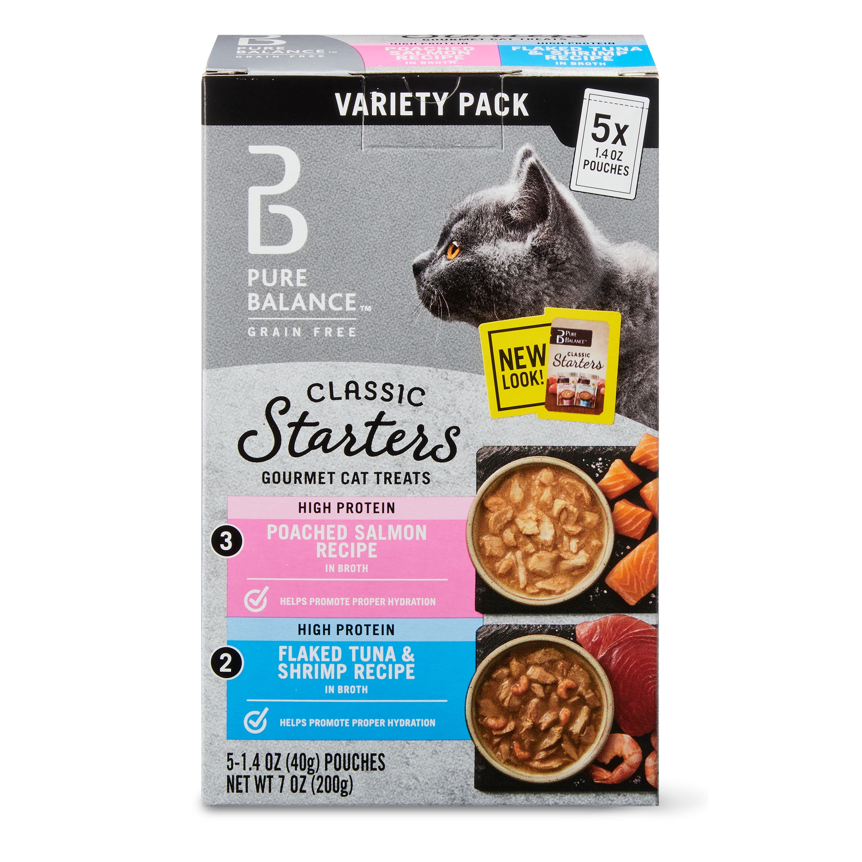 Pure Balance Gourmet Cat Treat Starters, Salmon, Tuna & Shrimp Recipe Variety Pack, 1.4 Oz, 5 Pack