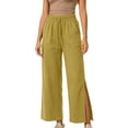 thumbnail image 2 of WIZUTIZ Women's High Waist Wide Leg Yoga Pants Split Hem Drawstring Side Pockets Full Length Casual Trousers Soft Stretchy Moisture-Wicking, 2 of 6