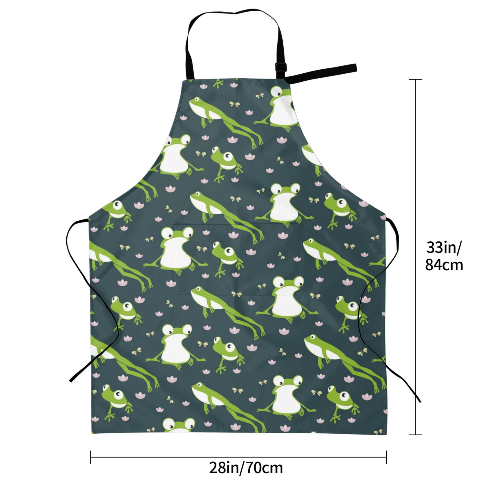 Kdxio Green Frogs Apron with Pockets Adjustable Kitchen Aprons for Men Women Waterproof Aprons for Cooking,Drawing,Crafting, Baking Household Cleaning