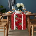 thumbnail image 2 of Red Roses Table Runner - 60 Inch Long, Kitchen Dining Table Runner Dresser Scarves, Valentine's Day Romantic Flowers Green Leaf Stripes Farmhouse Decor for Coffee Tables Wedding Party Banquet, 2 of 8