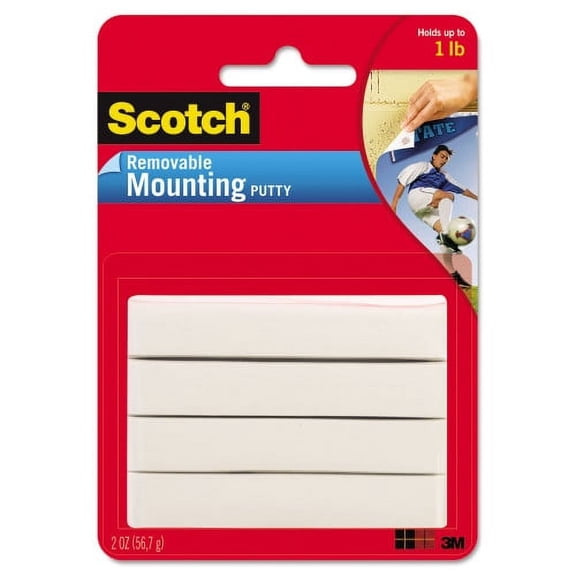 Scotch Removable Mounting Putty Hardware Adhesive 2 oz. for Film, Paper