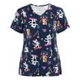 thumbnail image 1 of Snoarin Été Grande Taille Hauts à Manches Courtes pour Femmes Col en V Uniforme de Travail Blouse Imprimée Dessin Animé Uniformes de Travail pour Femmes en Liquidation, 1 of 4