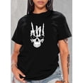 thumbnail image 1 of Camisetas divertidas para mujer, con estampado de animales, manga corta, cuello redondo, para verano, casual, holgadas, ligerasSkull Hand Print T-shirt, Short Sleeve Crew Neck Casual Top For Summer, 1 of 8