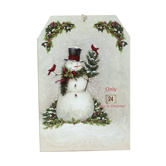 Roman 11.75" White Hanging Snowman and Cardinal Advent Christmas Calendar