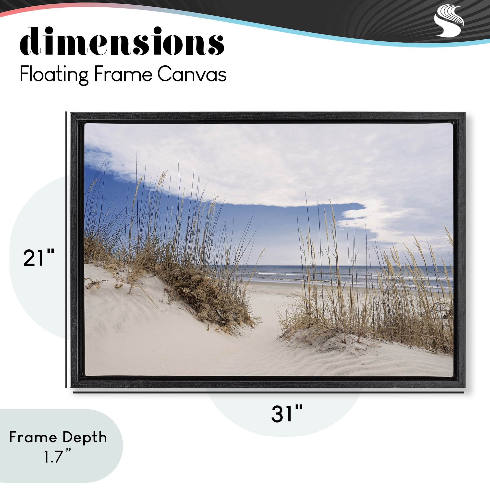 Stupell Industries Sea Oats Along Sandy Dunes Black Framed Floater Canvas Wall Art, design by Natalie Carpentieri