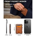 thumbnail image 4 of Ultra-Thin Men's Wallet - Brown Anti-Theft Leather Bi-Fold RFID-Blocking Card Holder with Pop-Up Magnetic Aluminum Wallet and Cash Clip Wallet For Men, 4 of 7