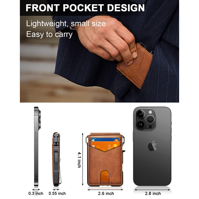 VGUCKI Ultra-Thin Brown Leather Bifold Wallet with RFID Blocking photo 3