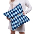 thumbnail image 6 of Bingfone Blue Squares Linen Throw Pillow Covers Cushion Case Pocket Button Vintage Farmhouse Pillowcase-16"x16", 6 of 9