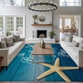 thumbnail image 3 of Summer Ocean Starfish Large Area Rugs 6x9 ft Blue Gradient Wood Grain Washable Rug Non Slip Indoor Carpet Absorbent Floor Mat for Living Room Bedroom Dining Room, 3 of 9