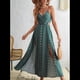 thumbnail image 5 of Vestido de Verano para Mujer, , con Escote en V, Estampado Floral, Estilo Tropical, con Abertura Lateral para Playa Verde M, 5 of 10
