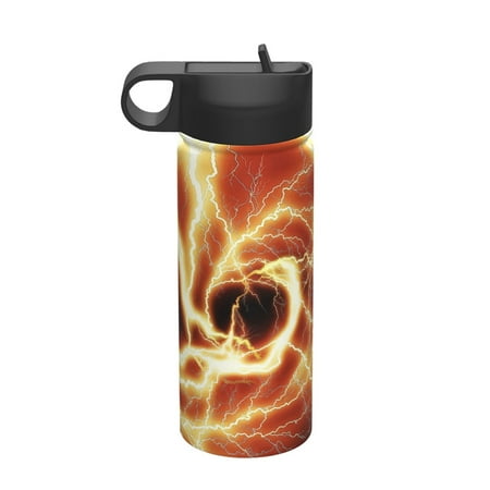 

Tideii orange lightning for 18OZ Insulated Space Bottle Stainless Steel Water Cup with Straw Suitable for Outdoor Sports Unisex