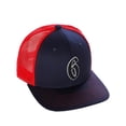 thumbnail image 1 of Daxton Classsic Baseball Trucker Hat Old English A to Z Letters Numbers Structured Mid Profile Cap, Navy Red Hat, Number 6, 1 of 1