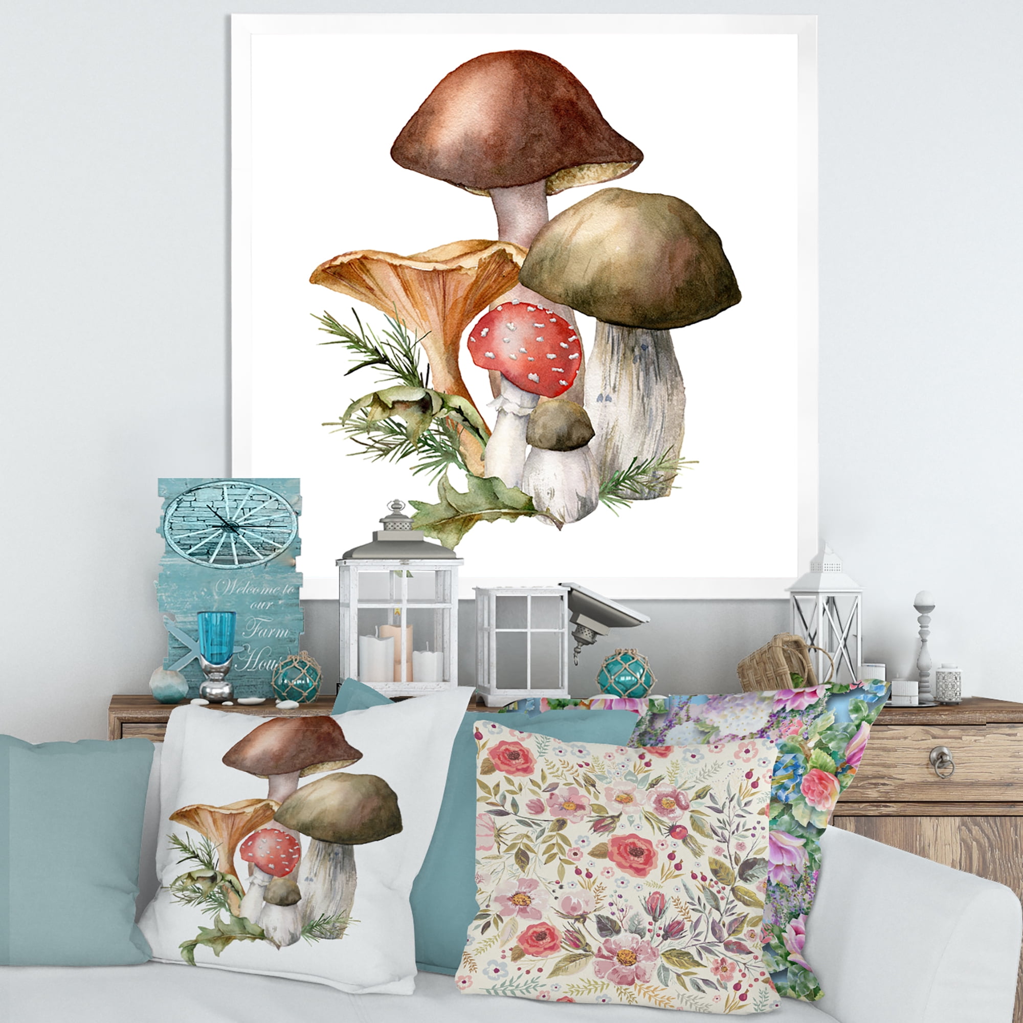 Designart 'Autumn Composition With Mushrooms' Traditional Framed Art Print