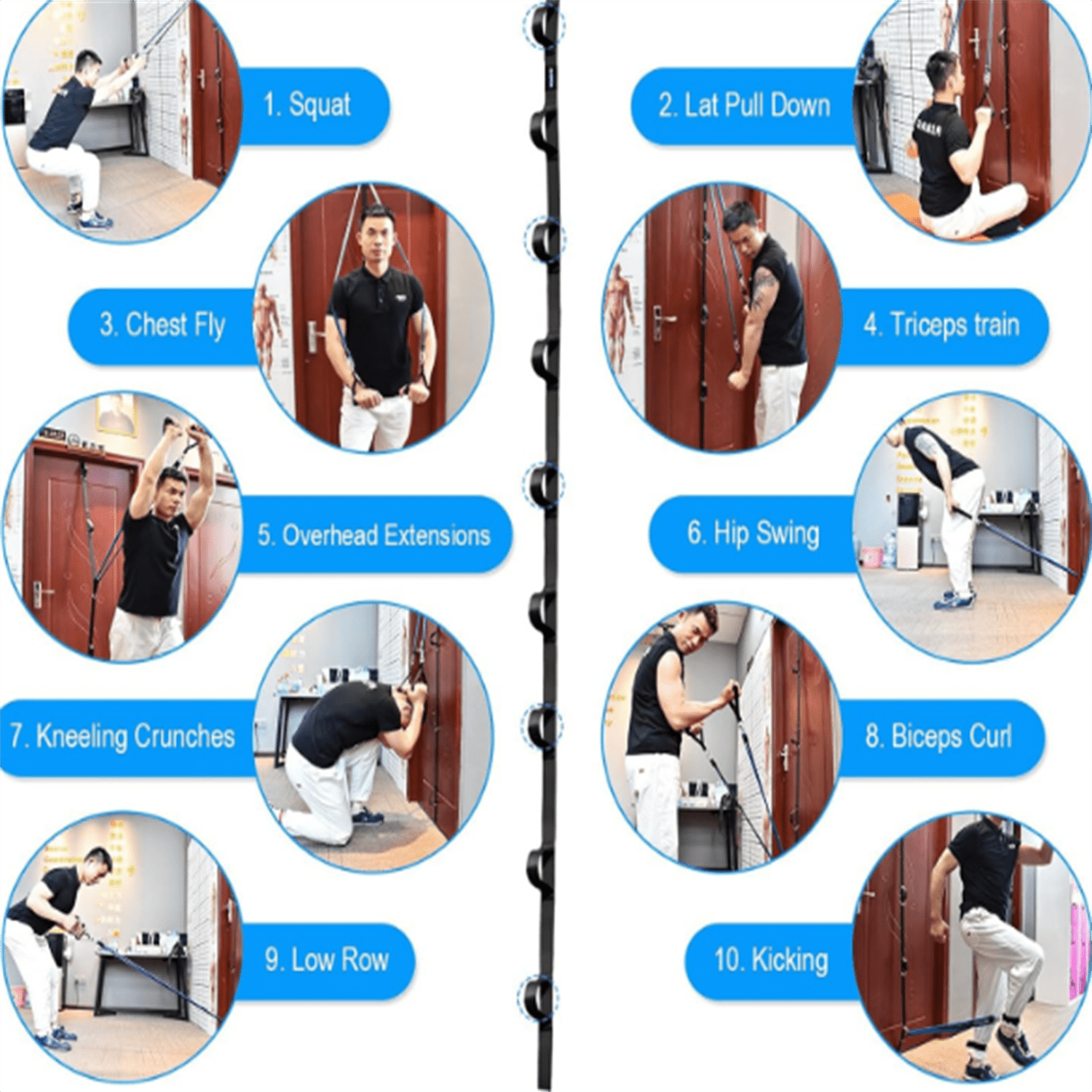Door Anchor Strap for Resistance Bands Exercises, Multi Point Anchor Gym Attachment for Home Fitness, Portable Door Band Resistance Workout Equipment, Easy to Install, Punch-Free, Nail-Free