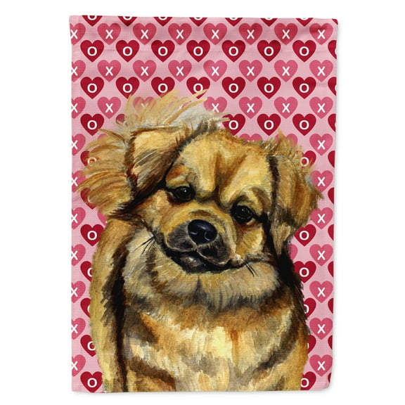 Carolines Treasures LH9169-FLAG-PARENT Tibetan Spaniel Hearts Love Valentines Day Flag  multicolor