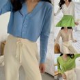 thumbnail image 4 of Women Long Sleeve Candy Color Sweater Cardigan V-Neck Button Cropped Knit Jacket, 4 of 19