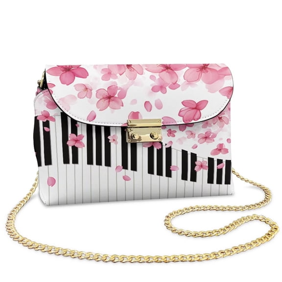 KUIFORTI Piano Key Crossbody Leather Bags for Women Easy to Carry Functional Woman Shoulder Bag Handbags Fashion Purse Shoulder Bags with Chain Strap for Concerts