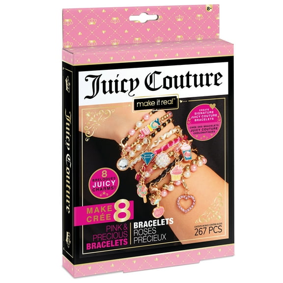 Juicy Couture Mini Pink & Precious DIY Bracelets Kit - Create 8 Unique Charm Bracelets, 267 Pieces, 8 Charms, Tweens & Girls Ages 8 