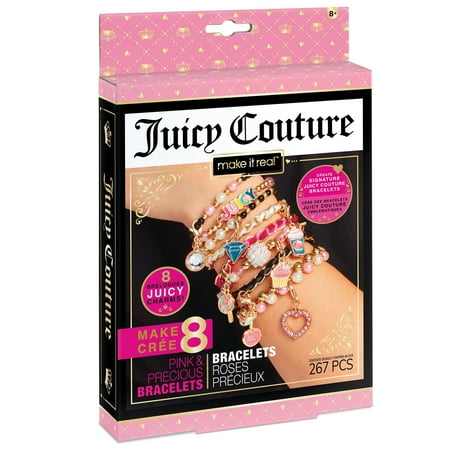 Juicy Couture Mini Pink & Precious DIY Bracelets Kit - Create 8 Unique Charm Bracelets, 267 Pieces, 8 Charms, Tweens & Girls Ages 8+