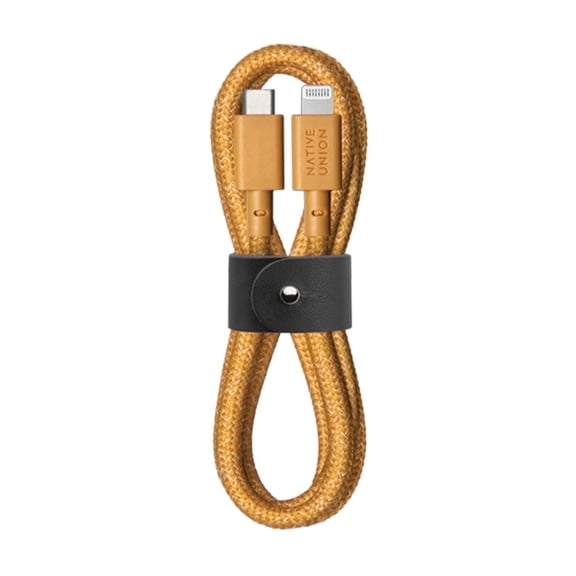 Native Union Belt Cable USB-C - 4ft Ultra-Strong Charging Cable Compatible with iPhone 13 & earlier (Kraft)