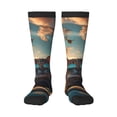 thumbnail image 1 of Fotbe Cool Cat Driving Sunset Calcetas Divertidas Estampadas para Hombre y Mujer, Calcetas de Algodón hasta la Rodilla para Caminar, Correr, Enfermería y Embarazo, 1 of 6