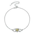 thumbnail image 1 of Pulsera de tobillo de plata esterlina Silvora para mujer con piedra de nacimiento de corazón de noviembre, 1 of 8