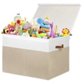 thumbnail image 1 of Caja de almacenamiento de juguetes Gowee, grande, con tapa y separadores, 122 L, color beige/blanco, 1 of 7