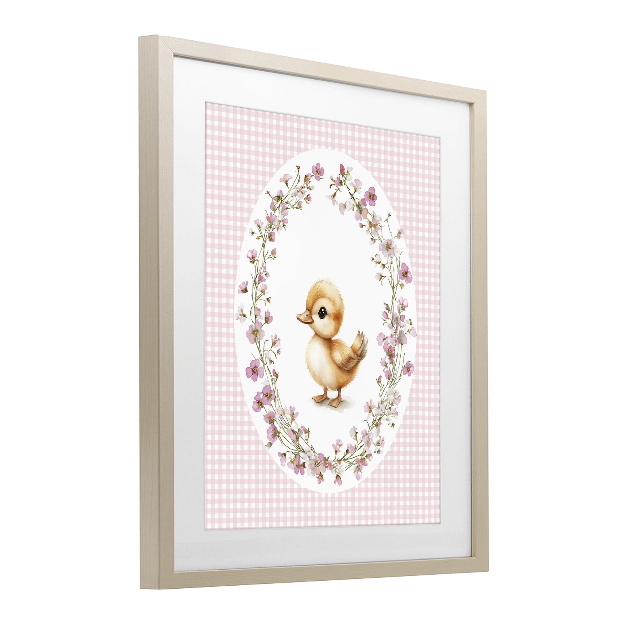 Stupell Industries Spring Gingham Duckling Birch Framed Print Under Glass, design by Christine Simpson Art