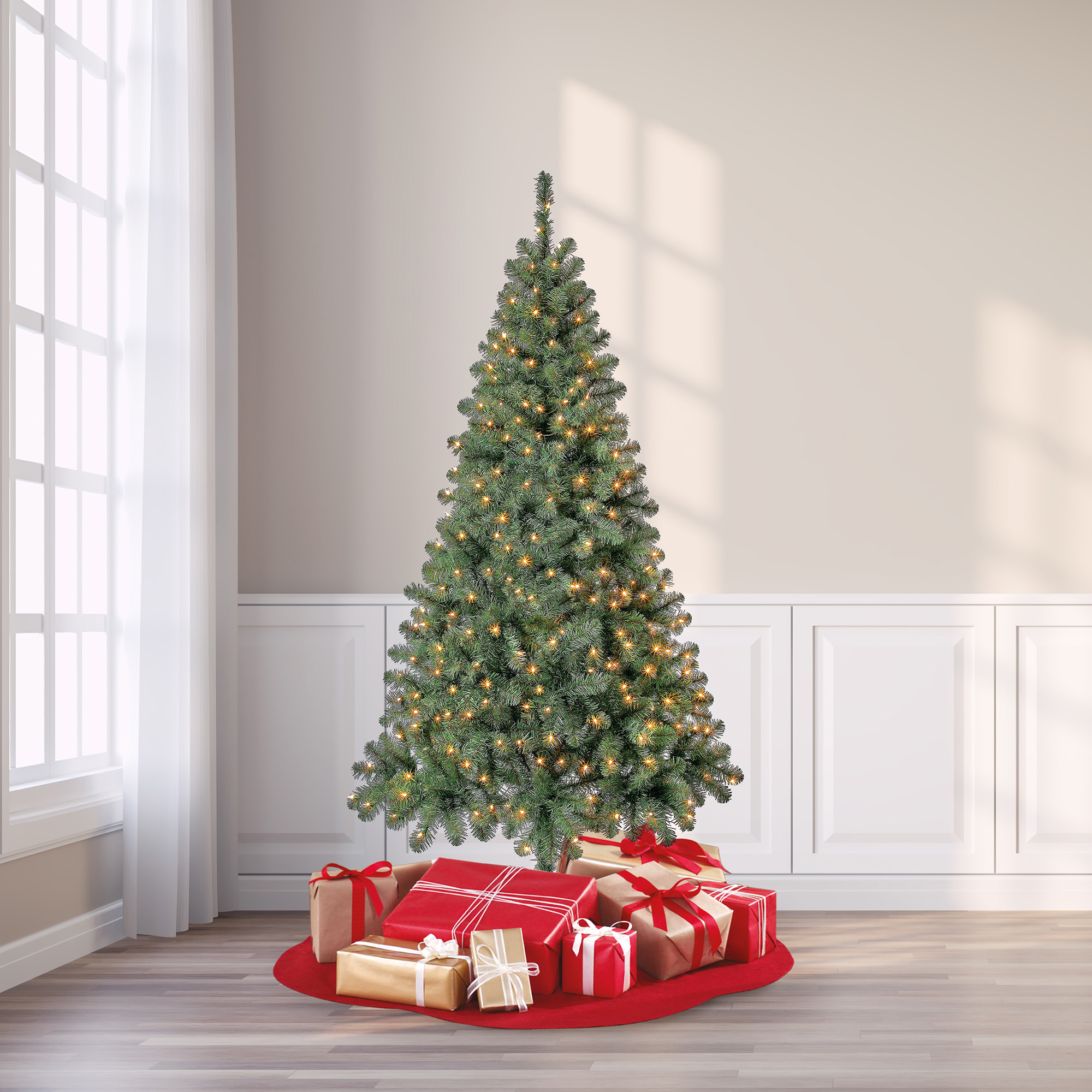 Pre-lit Madison Pine Artificial Christmas Tree, 300 Mini Clear Lights, 6.5', by Holiday Time - image 2 of 7