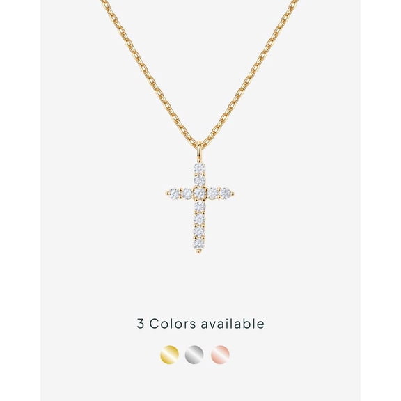 14K Gold Plated Cross Pendant Necklace for Women - Hypoallergenic Cubic Zirconia Cross Necklace - Dainty Necklace Christian Faith Gold Jewelry Gifts