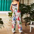thumbnail image 4 of JULMCOMO Christmas Jumpsuits for Women Cotton Linen Snow Santa Tree Print Scoop Neck Spaghetti Strap Loose Trendy Outfits Soft Comfy Holiday Xmas Party Overalls White 4XL, 4 of 6