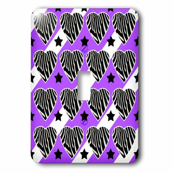 3dRose, Punk Rockabilly Zebra Purple White Black Print, single toggle switch