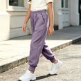thumbnail image 5 of Mifsaly Girls Cotton Joggers Elastic Waist Straight Leg Casual Sweapants with Pockets Kids Warm Fall Winter Back School Outfits, 5 of 9