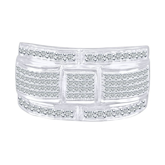 AFFY 0.55 Carat Round Shape White Natural Diamond Men's Anniversary Ring 10k Solid Gold