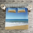 thumbnail image 3 of Ambesonne Beach Quilted Bedspread Set 3 Pcs, Just Married on Sand, King Size, Blue Brown White, 3 of 3