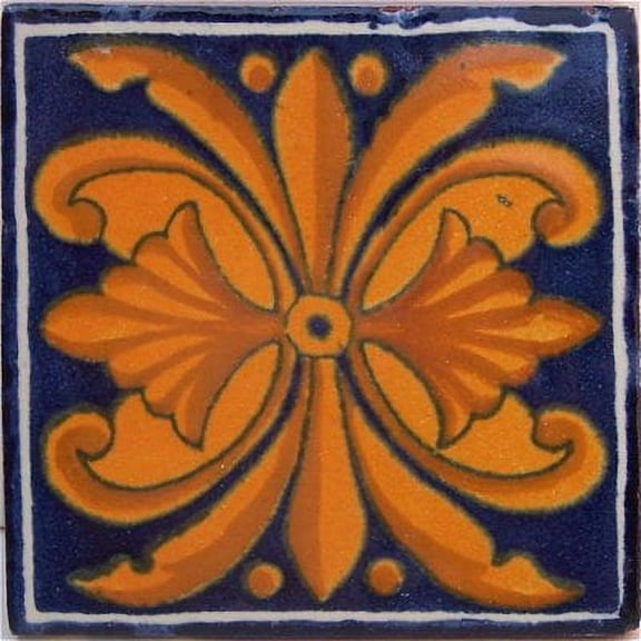4.2x4.2 Monarca Talavera Mexican Tile, Set of 9 pcs