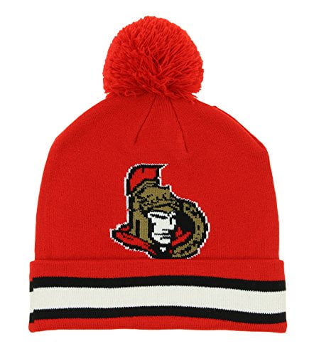 NHL Ottawa Senators Youth 8-20 Cuffed Knit Hat with Pom, One Size, Red by