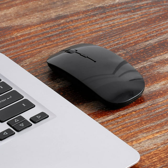 Mouse 2.4G Wireless Mouse Portable Ultra-thin Mute Mouse 4 Keys Wireless Optical Mouse 1600DPI for Desktop Computer Laptop Black