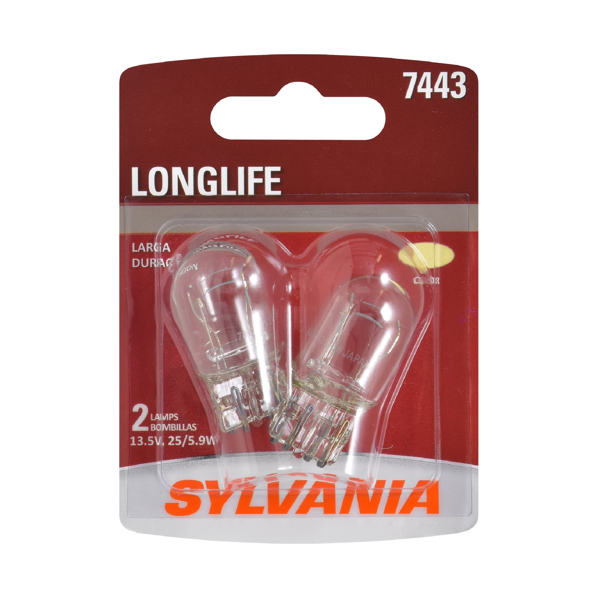 Sylvania 7443 Long Life Automotive Mini Bulb, Pack of 2.