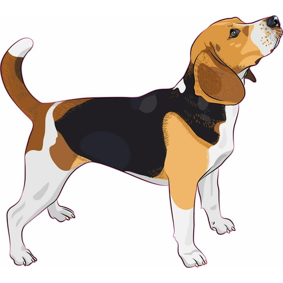 5in x 4.5in Beagle Bumper Sticker Right Facing Car Vinyl Window Dog Decal