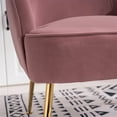 thumbnail image 3 of Accent Chair with Arms Upholstered Velvet Side Chairs for Living Room Bedrooms Comfy Decortive Modern Mid-Back Leisure Chair with Adjustable Footpad(Pink), 3 of 7