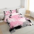 thumbnail image 3 of Manfei Pink Gray Black Ombre Bedding Comforter Set 2pcs, Abstract Oil Painting Twin Comforter Sets, Watercolor Gradient Bedding Set, Luxury Bedroom Decor, 3 of 8