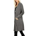 thumbnail image 2 of J. METHOD Women's Open Front Long Sleeve Cardigan Casual Basic Lightweight Soft Sweater with Slouchy Pockets NEWJ1440 Mid Grey 1X, 2 of 5
