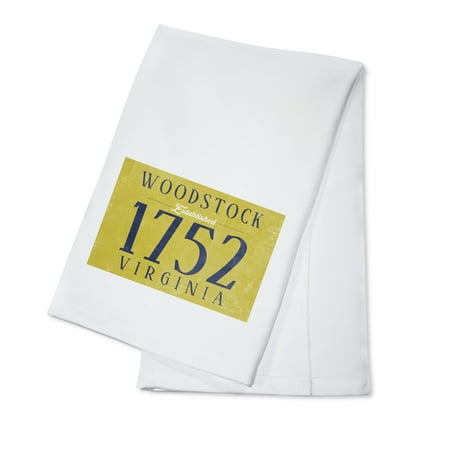 Woodstock Dates Woodstock, Virginia - Establish Date (Blue on Yellow) - Lantern Press Artwork (100% Cotton Kitchen Towel) ()