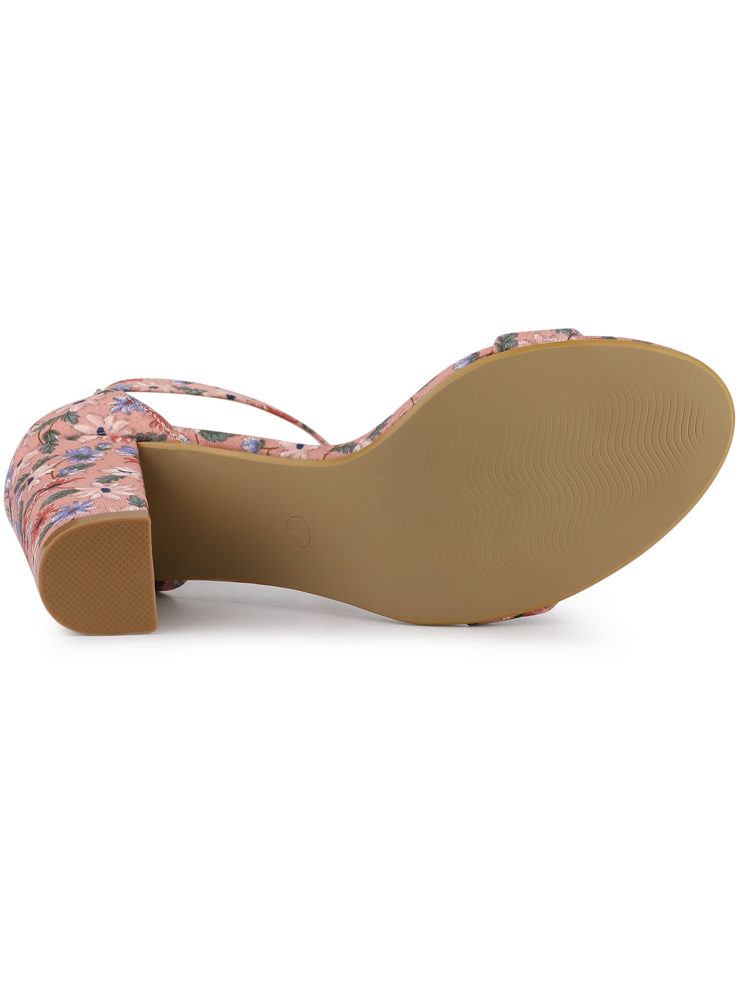 DARING DIVA Women's Floral Print Open Toe Block High Heels Red Sandals 6.5 Pink Red