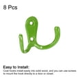 thumbnail image 3 of Wall Hooks, 8 Pack - Zinc Alloy Double Prong Retro Hook, Hooks for Hanging Towel Backpack Clothes Scarf (Green), 3 of 6