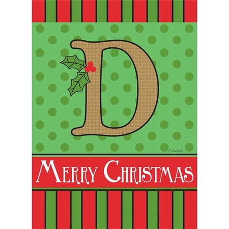Magnolia Garden Flags 13 x 18 in. Merry Christmas Monogram D Burlap Garden Flag